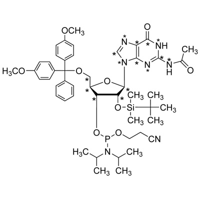 Guanosine phosphoramidite (U-¹³C₁₀, 98%; U-¹⁵N₅, 98%) CP 95%