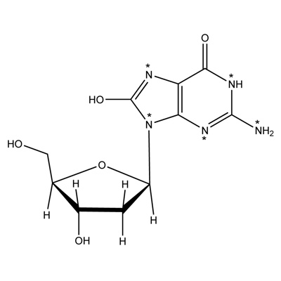 8-Hydroxy-2′-deoxyguanosine (¹⁵N₅, 98%) 25 µg/mL in water, CP 95%