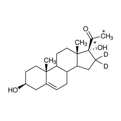 17α-Hydroxypregnenolone (20,21-¹³C₂, 98%; 16,16-D₂, 98%) 100 µg/mL in methanol