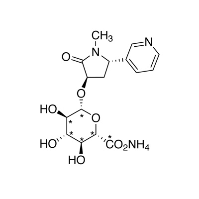 𝑡𝑟𝑎𝑛𝑠-3′-Hydroxycotinine-𝑂-glucuronide, ammonium salt (glucuronyl-¹³C₆, 99%) 100 µg/mL in MeOH CP 97%