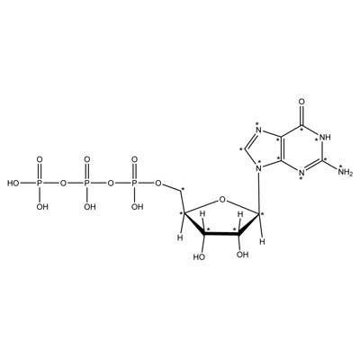 Guanosine 5′-triphosphate, ammonium salt (¹³C₁₀, 99%; ¹⁵N₅, 98%) CP 90% (in solution)